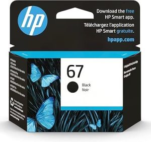 HP 67 Black Ink Cartridge | Works with HP DeskJet 1255, 2700, 4100 Series, HP ENVY 6000, 6400 Series | Eligible for Instant Ink | 3YM56AN