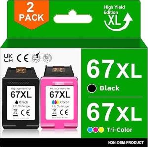 67XL Black/Tri-Color Ink Cartridges Combo Pack for HP Ink 67 Works for DeskJet 4155e 2734e 4100e 2855e 4255e 2700 2755e 2700e Envy 6055e 6000 6455e 6400 Printer